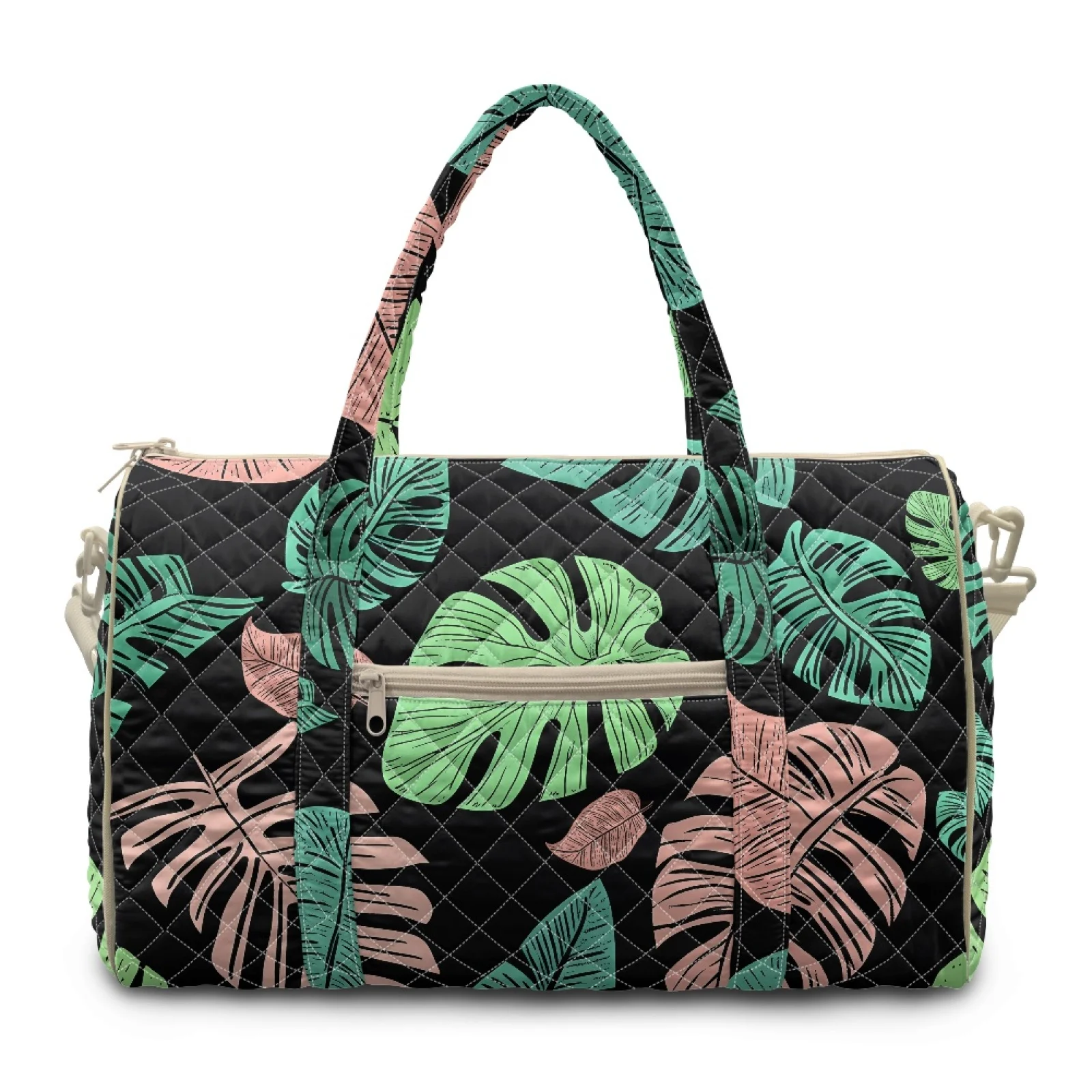 Coloranimal Large Capacity Travel Bag Versatile Quilted Tote Bag for Vacation Women Tropical Leaf 2026 New