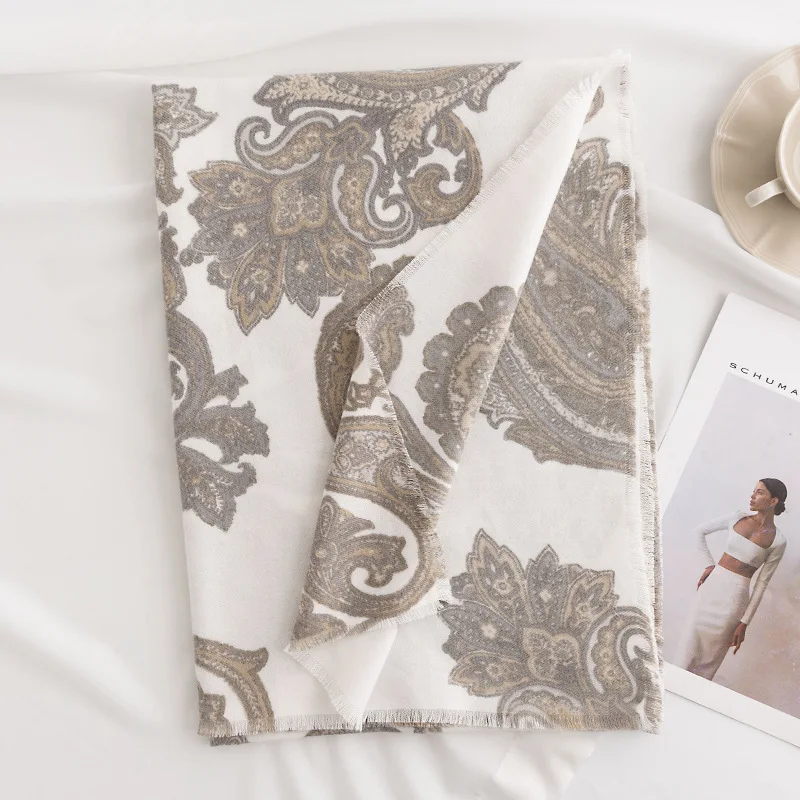 Autumn and Winter Cashew Print Women's Scarf European and American New Imitation Cashmere Thick Warm and Cold Resistant Scarf