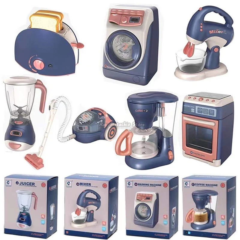 Jouets de cuisine pour enfants, mini appareils électroménagers, machine à laver, aspirateur, grille-pain, cuisinière, jouets pour filles, jeu de simulation, Kawaii