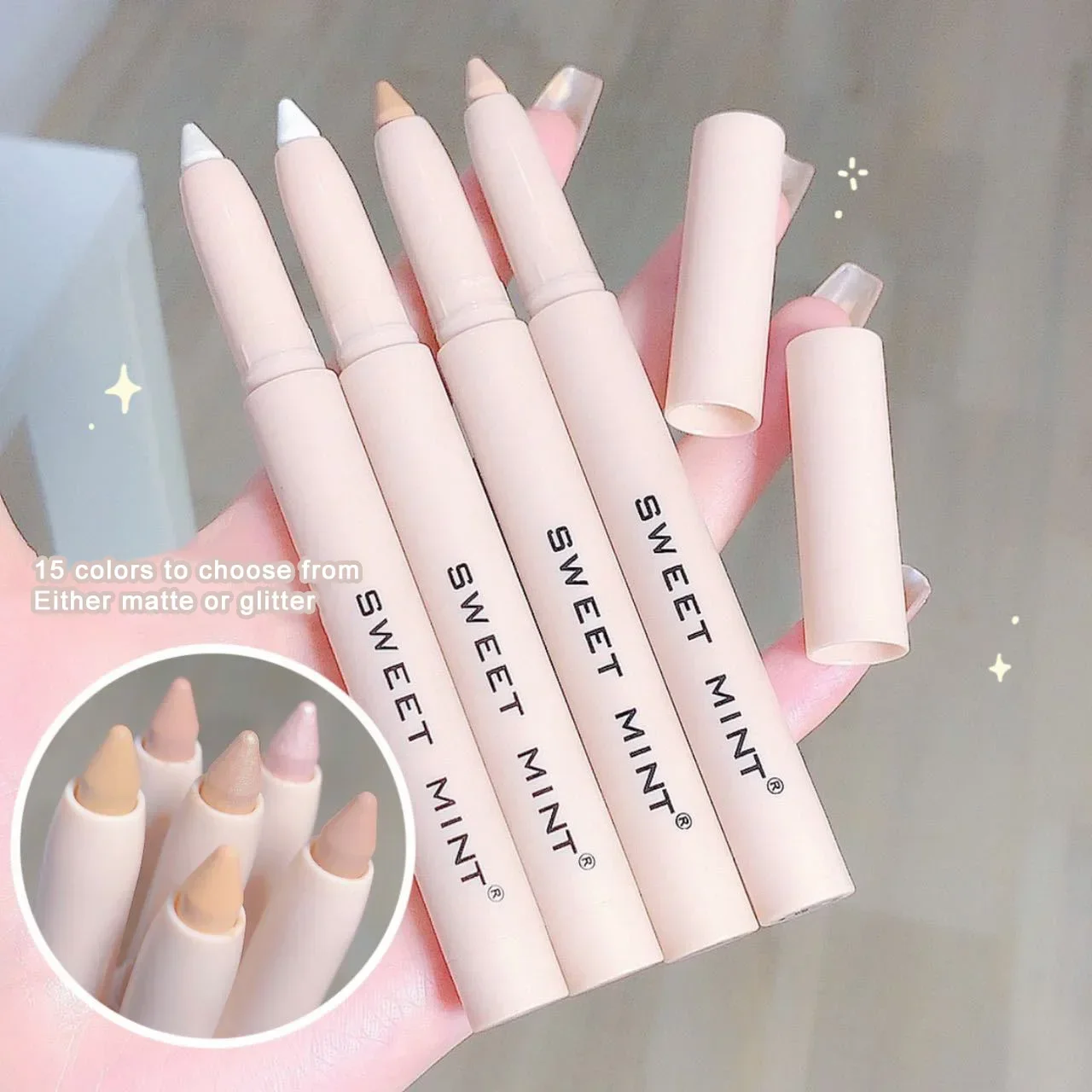 Lidschatten liegend Seidenraupe Text marker Stift koreanische Augen Make-up matte weiße Perle Hochglanz aufhellen Glitter Lidschatten Stick