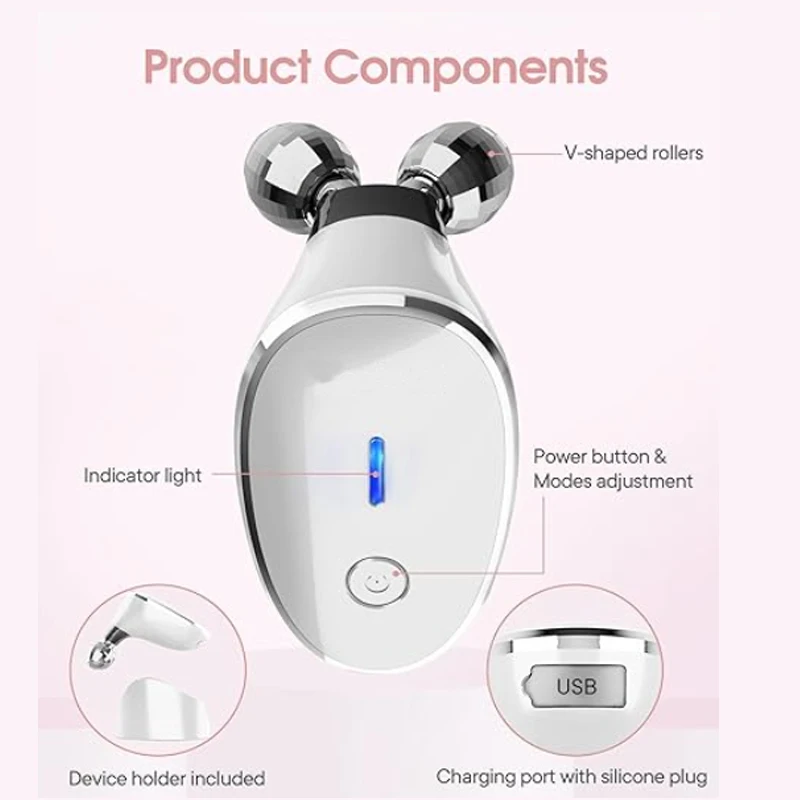 Microcurrent Facial Device EMS Vibrating Face Massager Roller Anti Wrinkle Skin Tightening Double Chin Face Lifting Machine