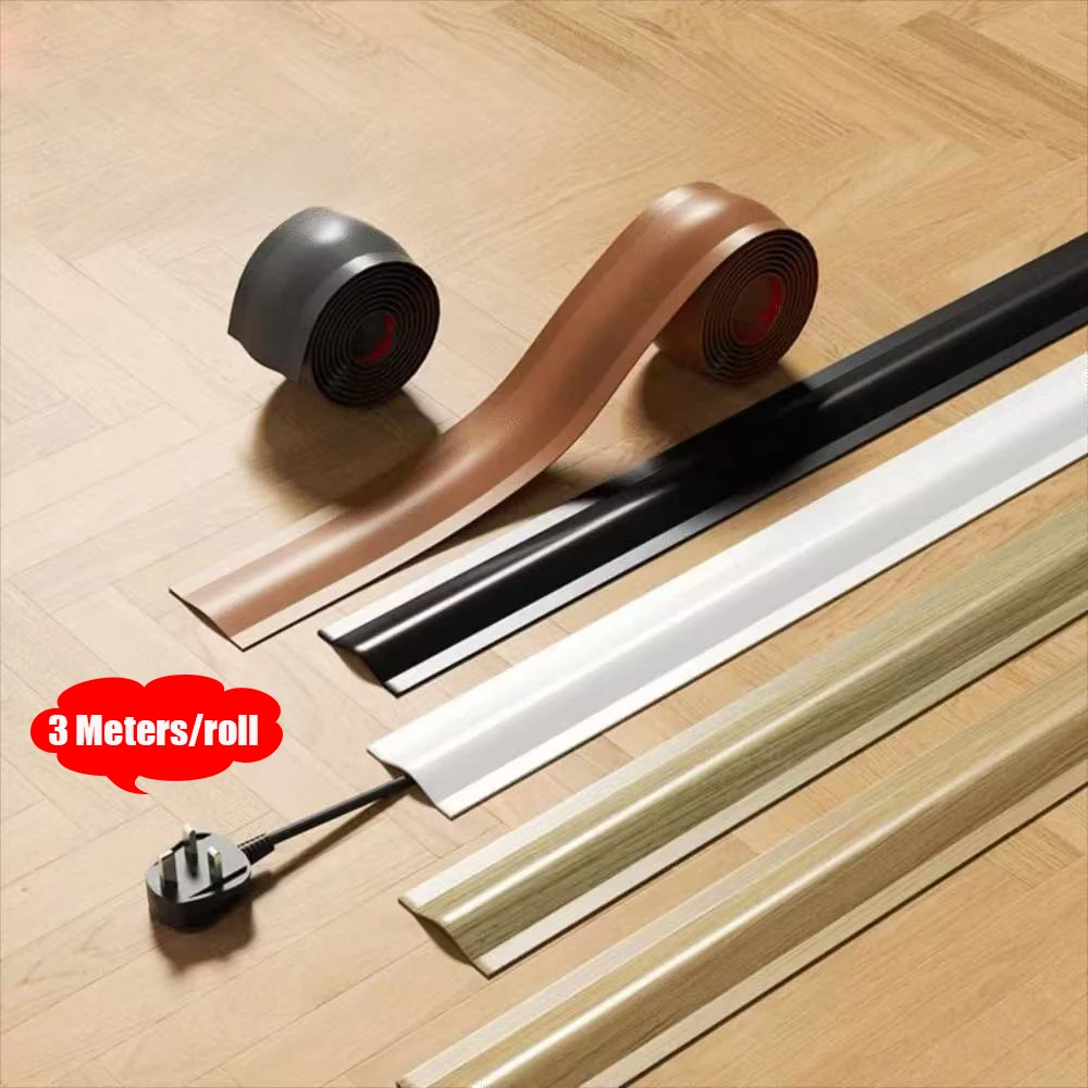3M Self-Adhesive PVC Floor Cable Cover Flexible Wire Concealer Anti-Trip&Durable Cord Protector for Home Office Cord Management