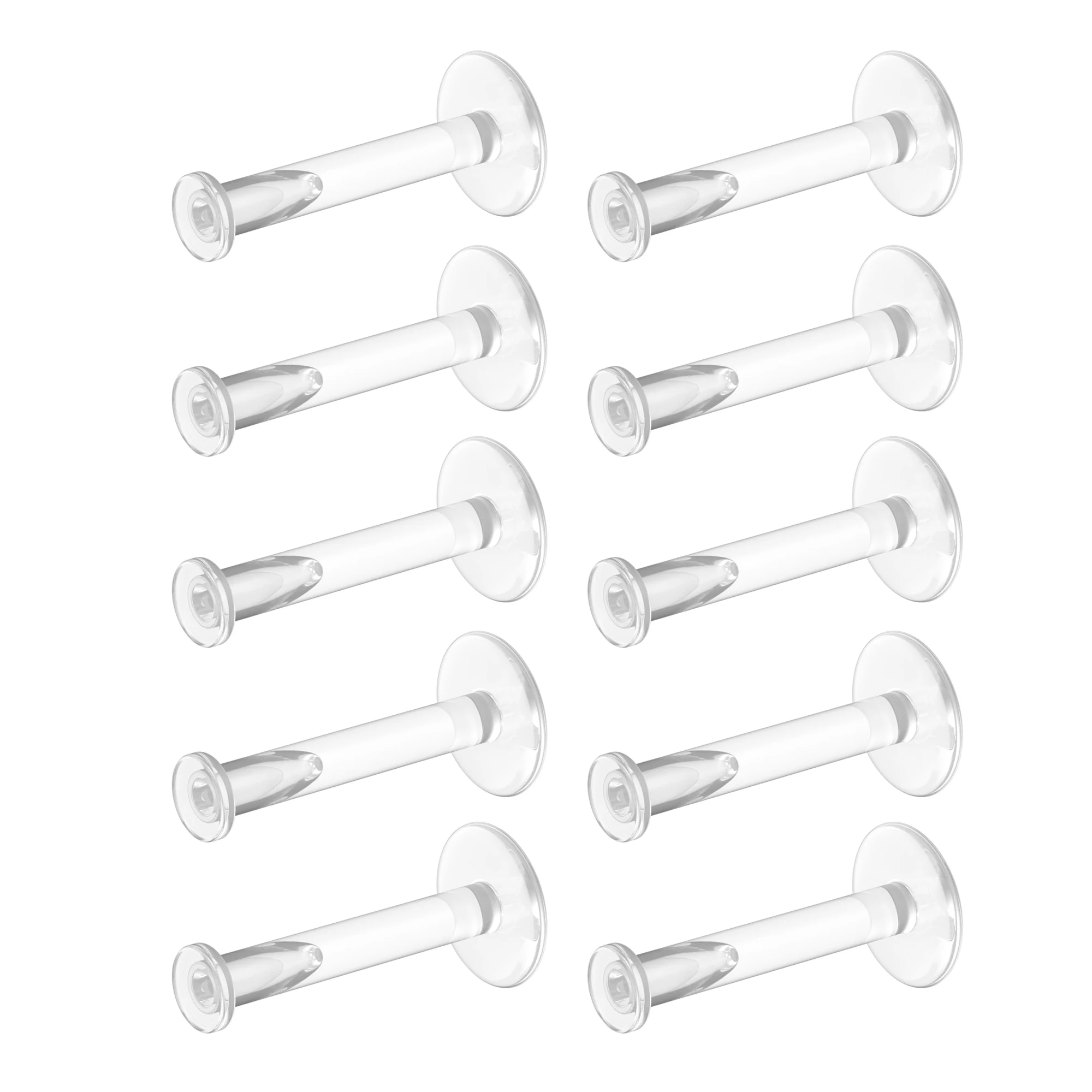 16G Clear Stud Earrings for Sports Work Surgery Bioflex Labret Piercing Retainers 10pc Set Plastic for Helix Tragus Lip 6mm-12mm