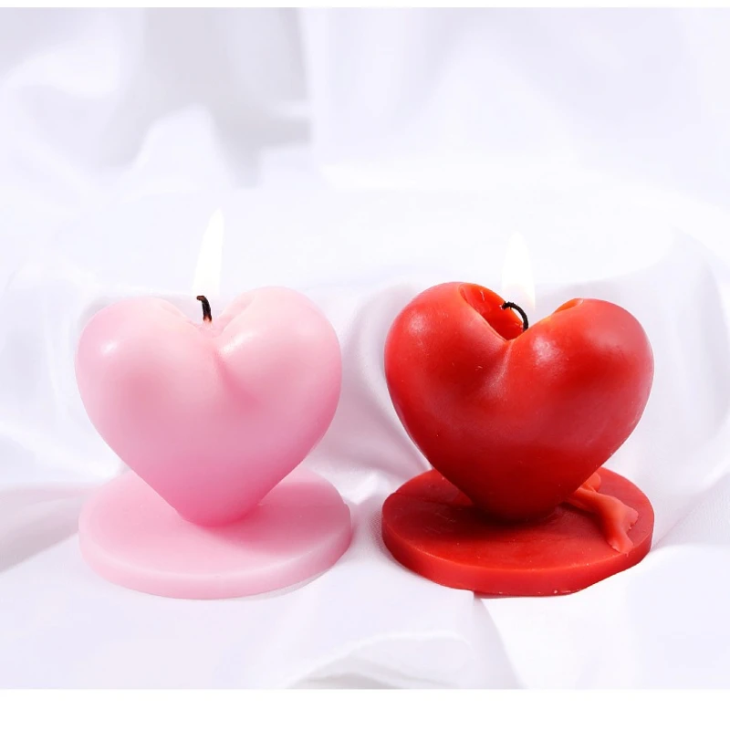 3D Love Candle Silicone Mold DIY Handmade Heart-shaped Soap Gypsum Crystal Crafts Resin Casting Mold Valentine\'s Day Gift Making