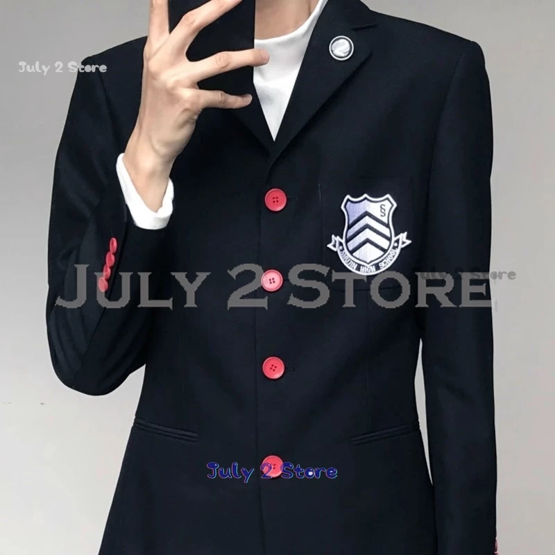 하이 퀄리티 페르소나 5 코스프레 코스튬 P5 Ren Amamiya Ren 남성용 정장, 할로윈 유니섹스 일본 재킷, 학교 DKUniforms