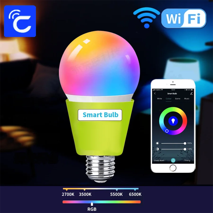 Cozylife LED Smart Wifi Light Bulb E27 Lamp Multicoloured Dimmable LED Bulb with Siri Alexa Google SmartThings Alice HomeAssist