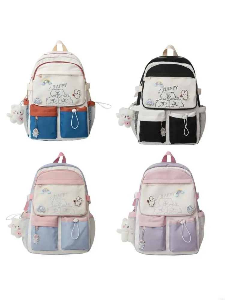 

Student School Bag with Badge Pendant and Bear Accessories