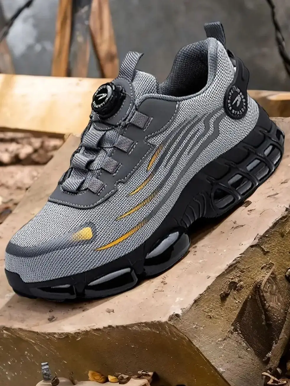 Botón giratorio, zapatos de seguridad de nuevo estilo, zapatos de trabajo antigolpes y antipinchazos para hombre, zapatillas de deporte de moda para hombre, protección de seguridad