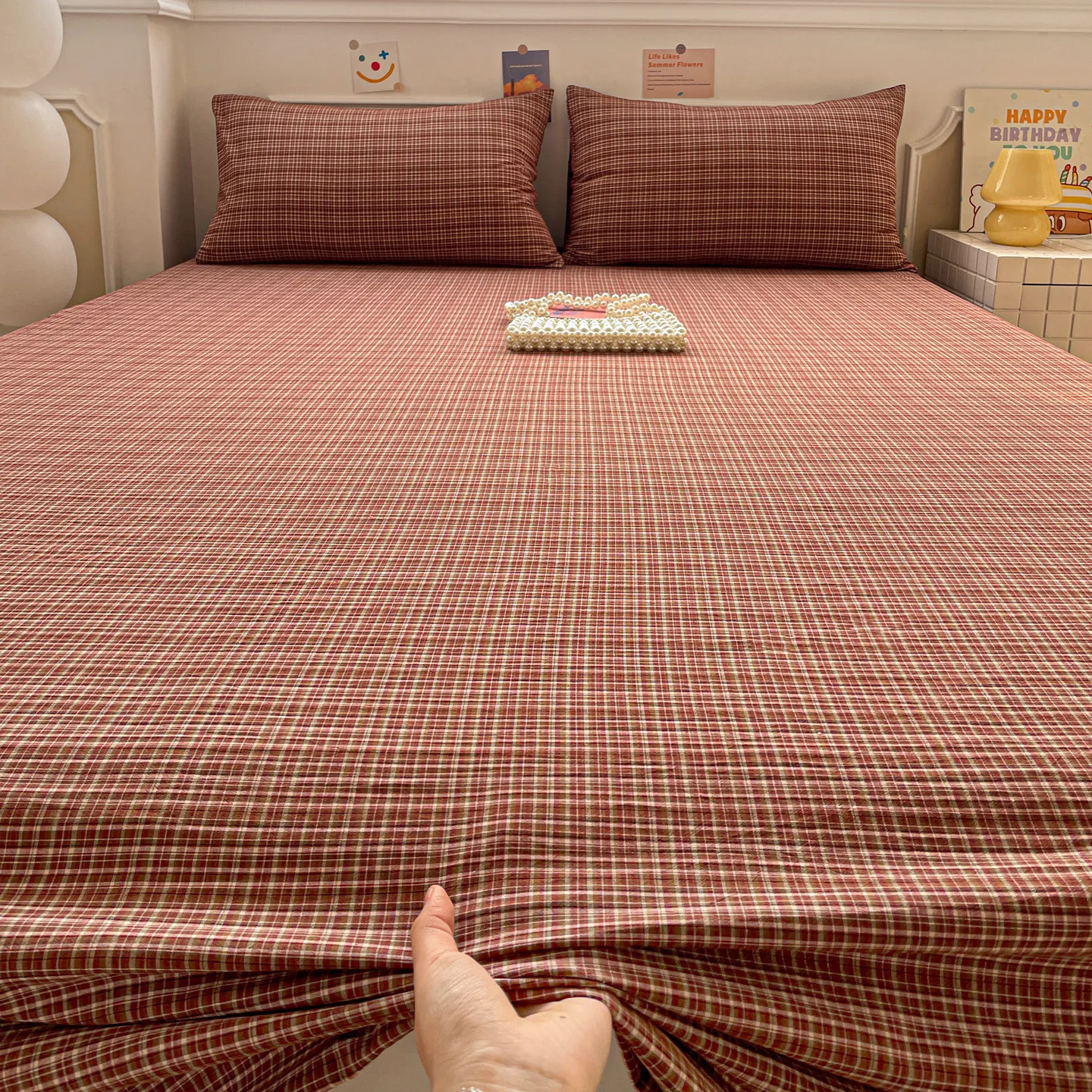 Checked Striped Bed Linen Single/Queen/King Size Simple Style Flat Bed Sheets Soft High Quality Top Sheets lençol cama casal