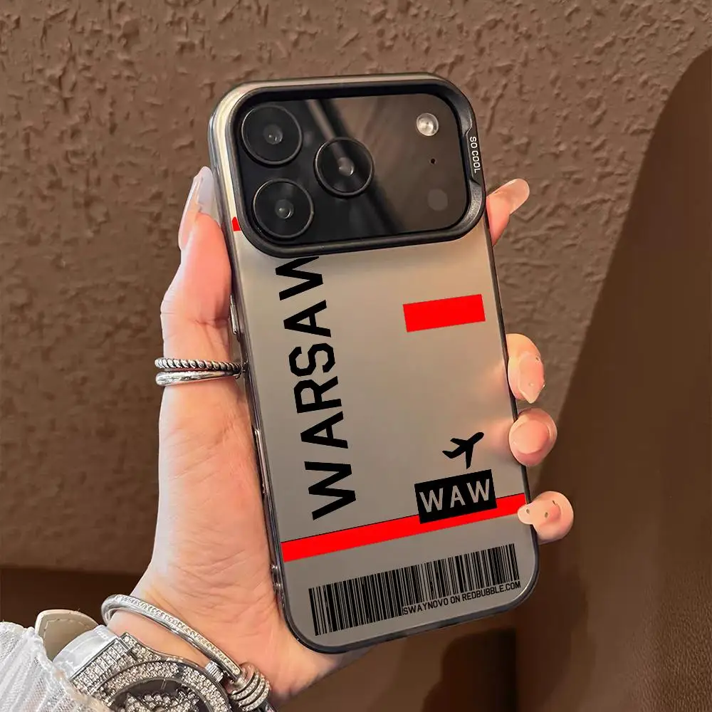 Чехол для телефона Poland Plane Travel Ticket для iPhone 17, 16, 15, 14, 13, 12, 11 Pro Max, черный, фиолетовый, матовый, лазерный, металлик, Aurora Funda