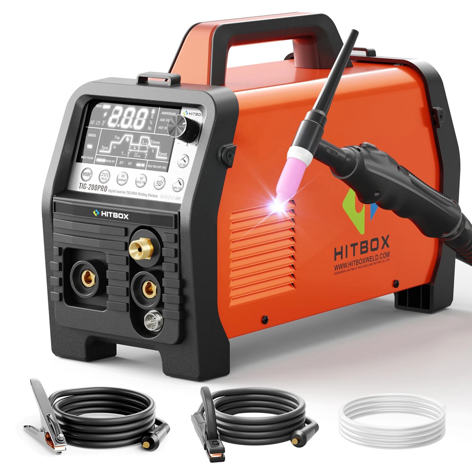 HITBOX TIG200PRO COLD TIG Pulse 6 In 1 لحام HF TIG STICK MMA بقعة بداية ساخنة/قوس قوة شاشة LED كبيرة