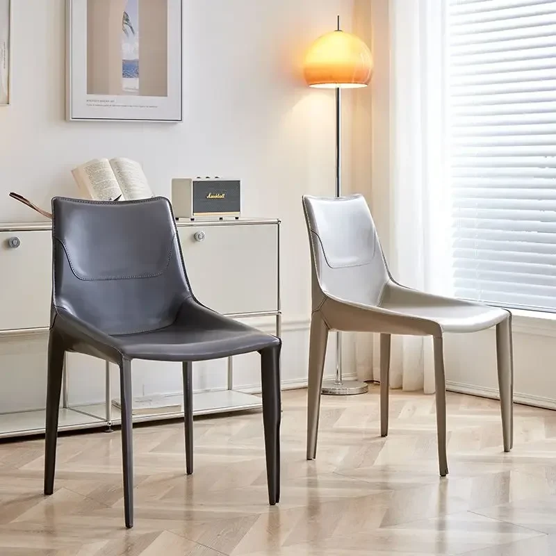 ZLeather Meeting Sedentary Dining Chair Luxury Backrest Comfortable Simple Dining Chair Hotel Restaurant Cadeiras Home Furniture