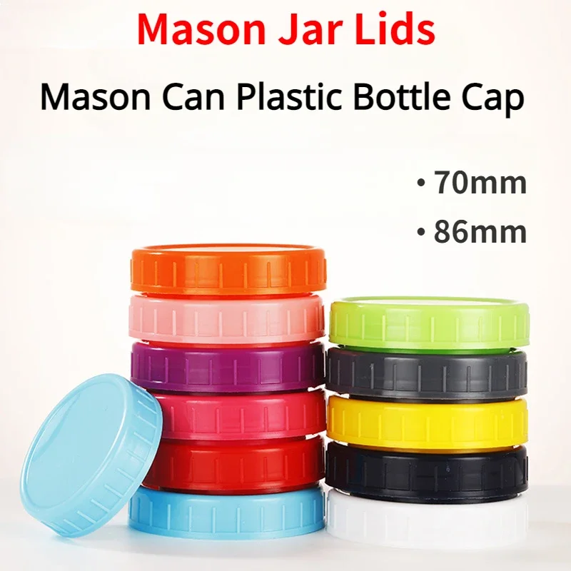 Mason Jar Lids,Compatible with Ball,Kerr&Other Brands,Vibrant Colored Plastic Caps for Canning&Storage Jars,Airtight&Spill-Proof