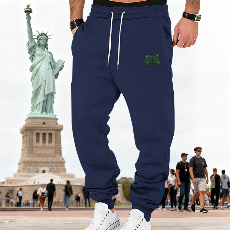 Męskie spodnie dresowe z aksamitu na jesień i zimę, luźne, grube, modne, casualowe, ze sznurkiem.