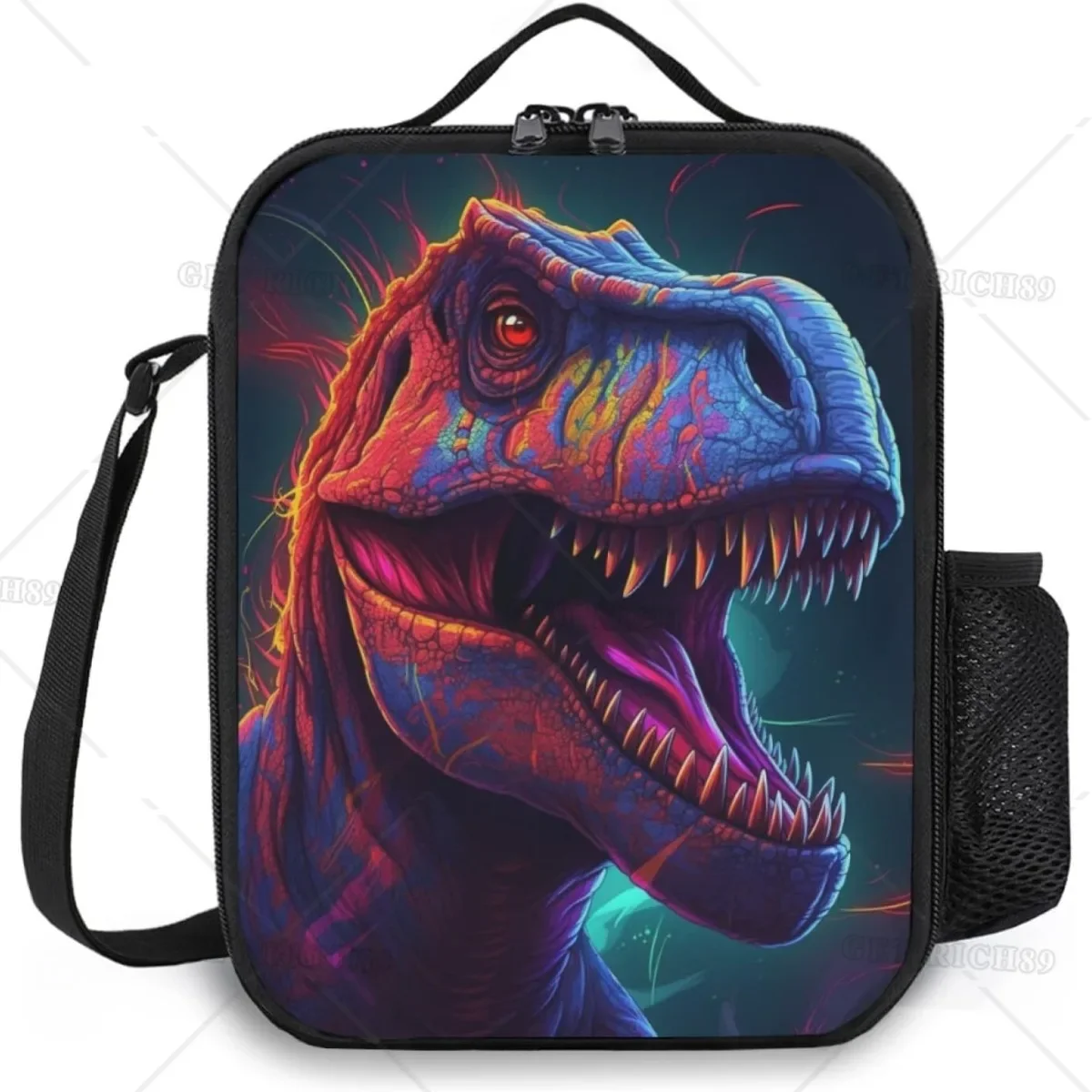 Funny Dinosaur Insulated Lunch Bag for Girls Boys Kids Reusable Cooler Thermal Lunch Bag with Pocket Lunchbox for School