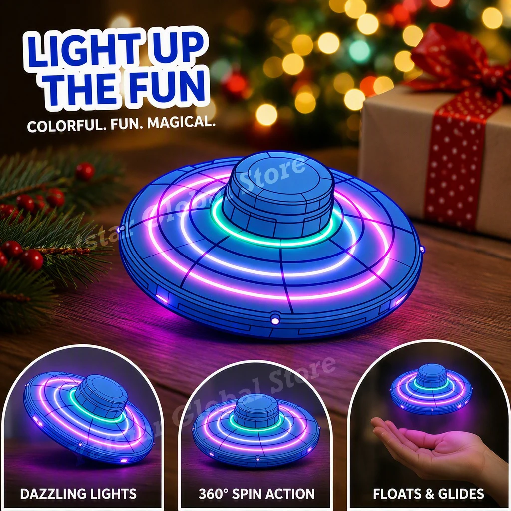 Magic LED Flying Spinner Fingertip Gyro Hover Ball, Mini Drone Aircraft Toy with 360° Rotation, Outdoor Fun for Teens and Adults
