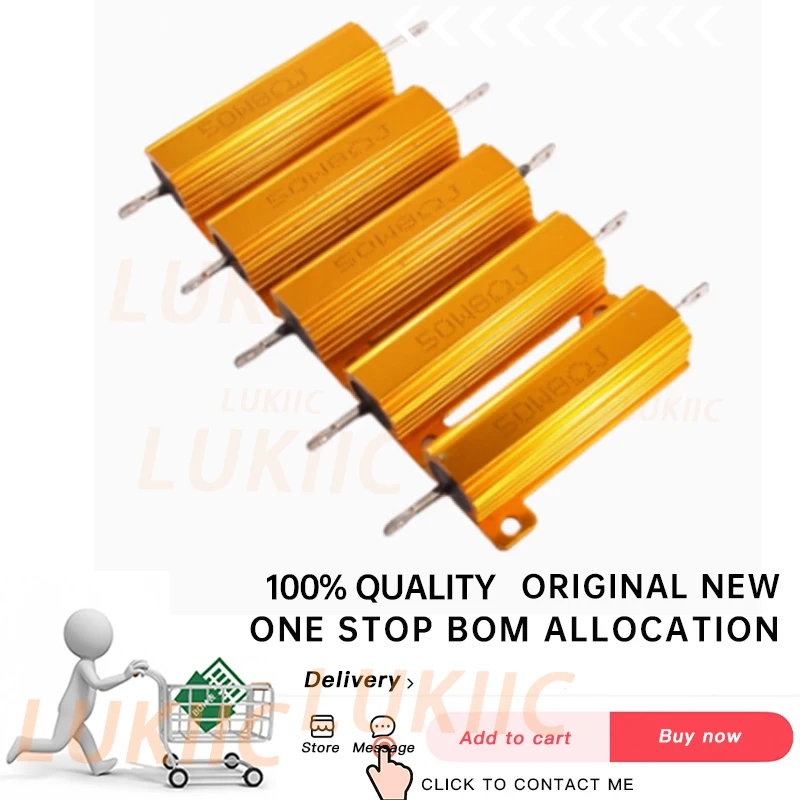 

50W 100W Aluminum Power Metal Shell Case Wirewound Resistor 0.01R ~ 100K 1 4 5 6 8 10 20 200 500 1K Ohm Resistance RX24 DSSRQI