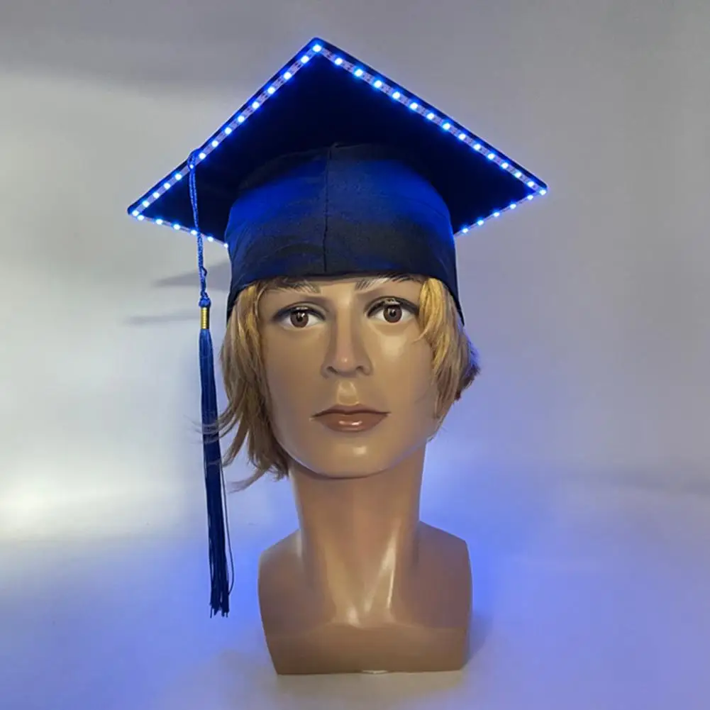 Unisex Graduation Bachelor Cap LED Luminous High School College Master Doctor Graduation Party Academic Hat Graduation Cap