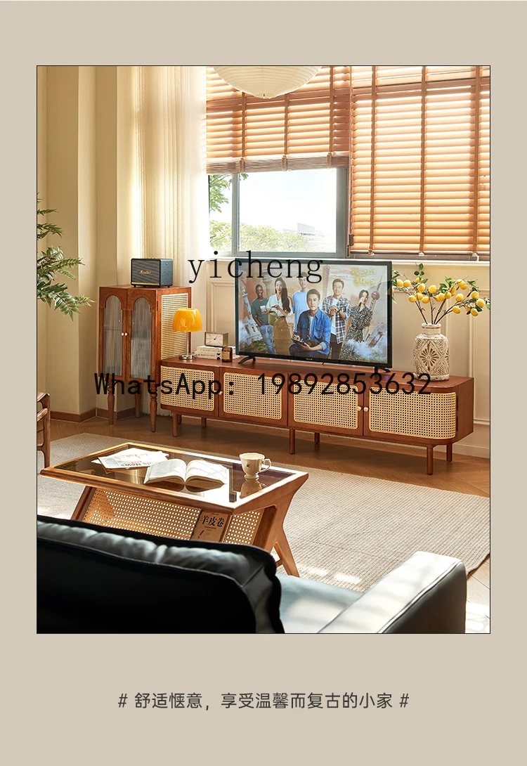 Vintage Style Solid Wood Living Room Light Luxury High-End Home Storage Cabinet for Small Apartments