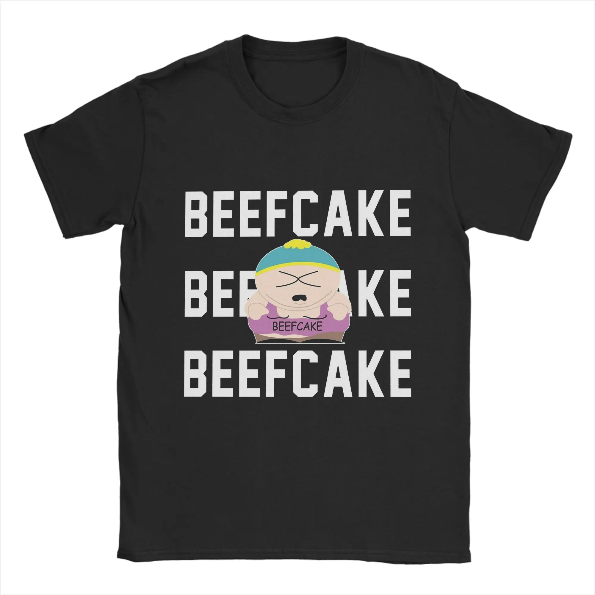 Men's T-Shirts Souths Parks     Novelty 100% Cotton Tees Short Sleeve Eric Cartman Beefcake T Shirts O Neck Clothes Adult