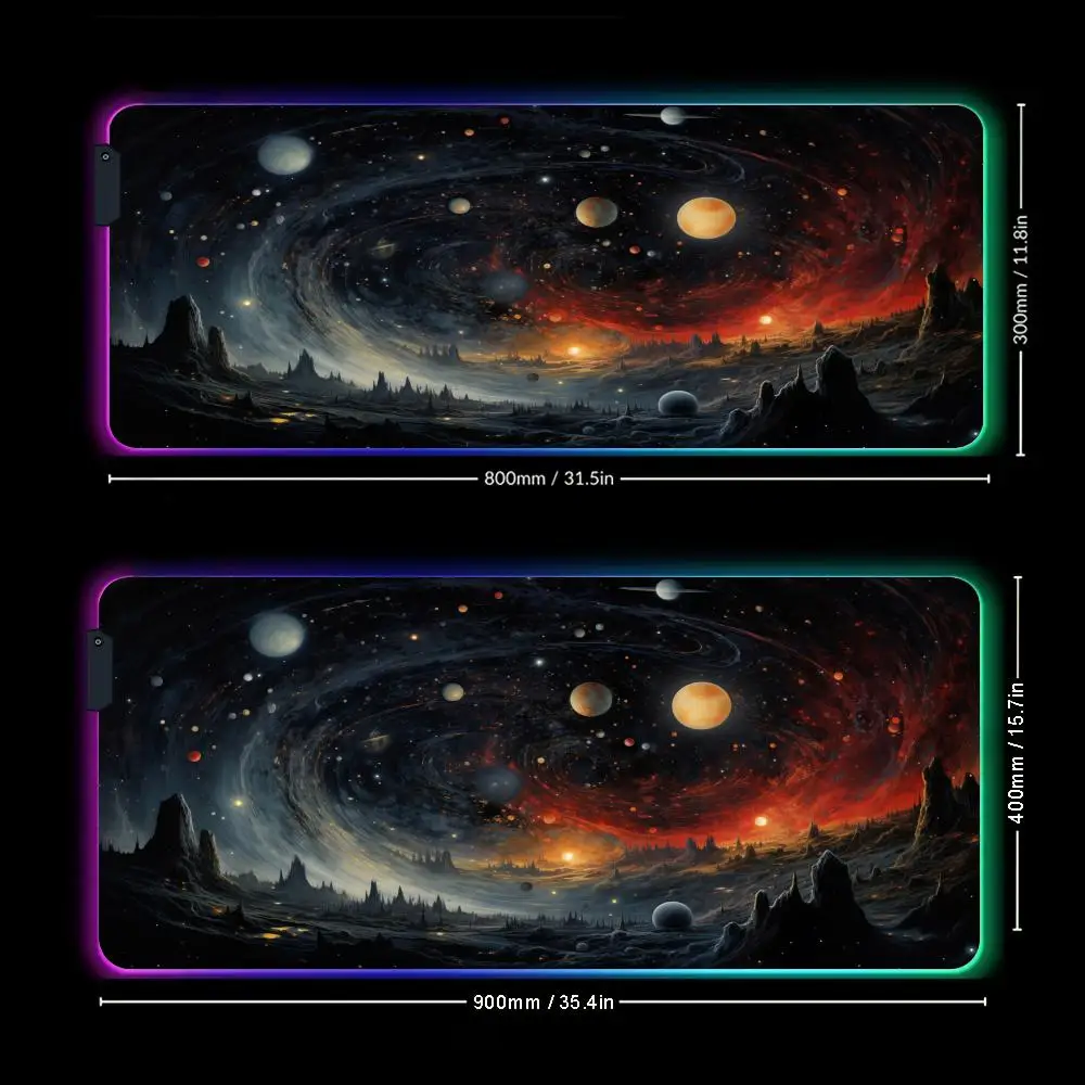 

Digital Art Cool Starry Sky Design RGB Mouse Pad Desk Mat LED Glow Gaming pad pc accessories keyboard mousemat Computer mousepad