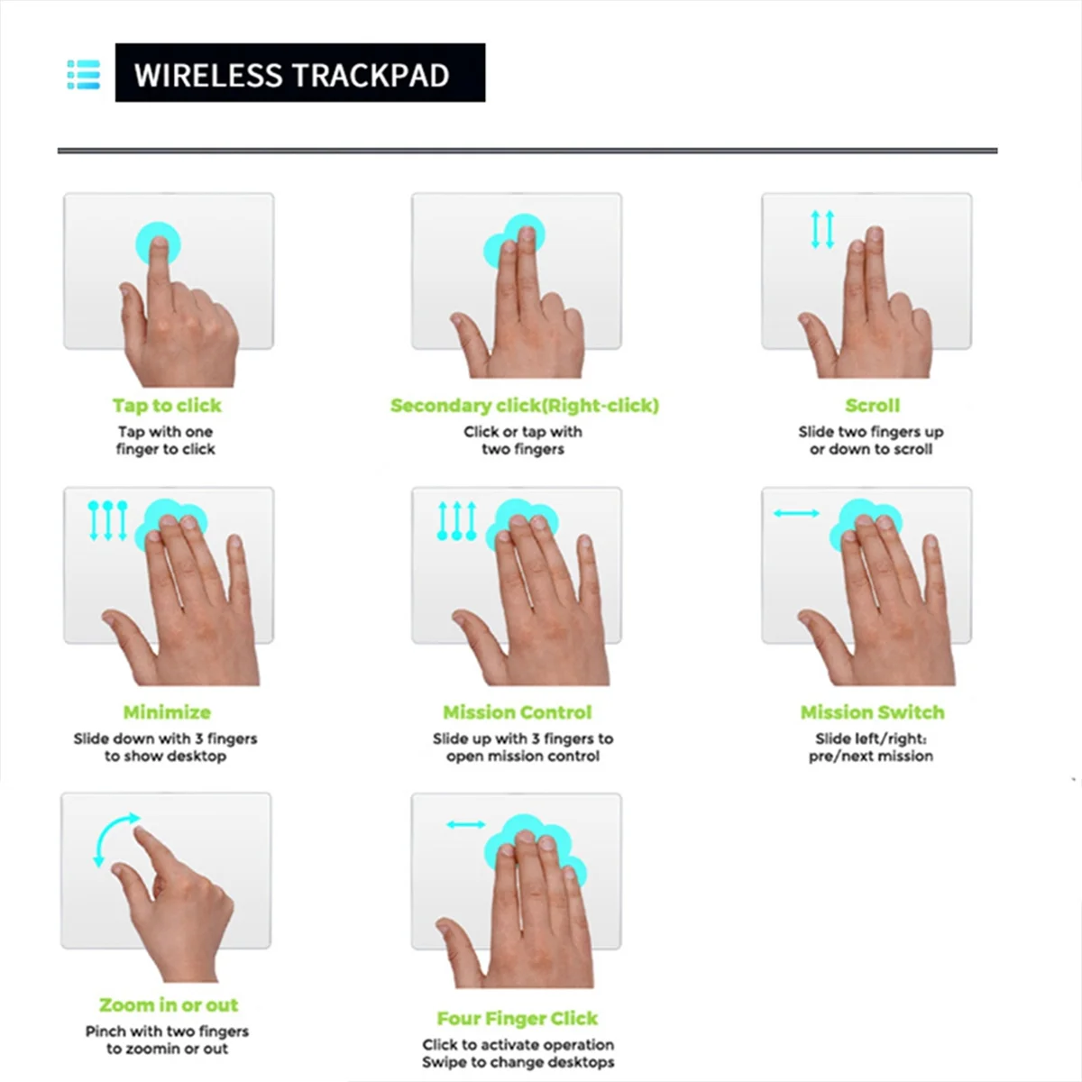 ABXHH USB 유선 멀티 터치 트랙패드 슬림 터치패드 마우스(창 데스크탑/노트북/노트북 컴퓨터 PC용) 블랙