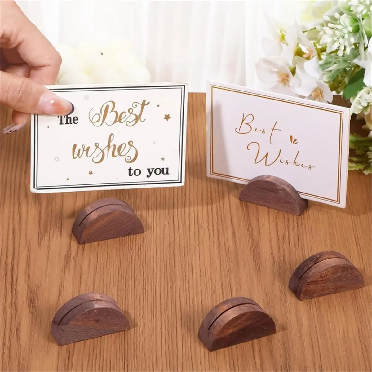 Multi-use Gear 24PCS Table Number Holders Card Holders Wooden Wedding Table Name Number Holder Place Card Holder