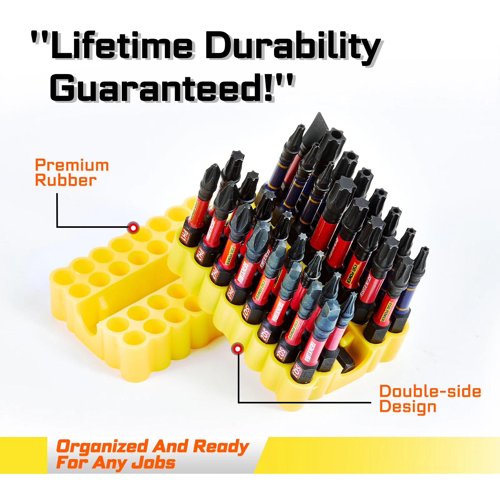 Geinxurn 33-teiliges Schlagschrauber-Bit-Set, 5,1 cm magnetisch (PH/SQ/Torx/Hex/Schlitz), S2-Stahl-Bits mit Bithalter und weicher Basis