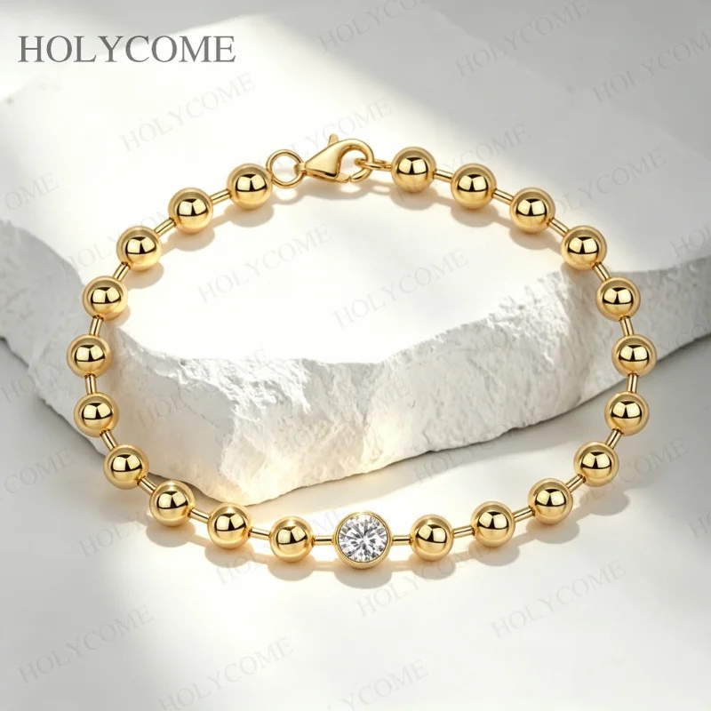 1ct Moissanit Gelbgold INS Damenarmband Kette 925 Silber Moissanit Diamantketten Schmuck für Damen und Herren – Detail 6