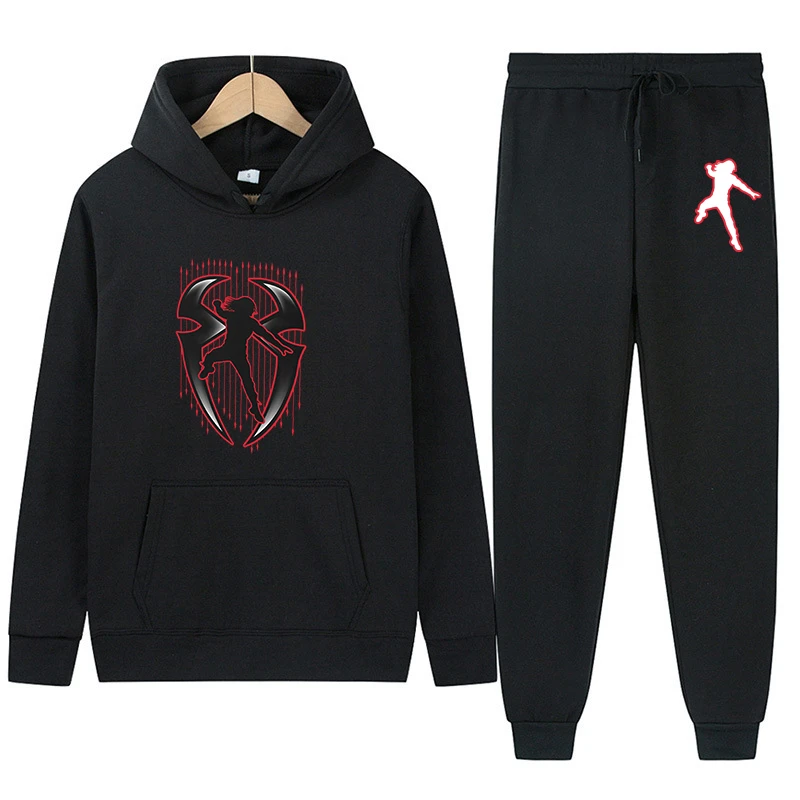 Sudadera con capucha negra de los famosos luchadores romanos Reigns para hombre, conjunto deportivo informal, primavera y otoño, 2024