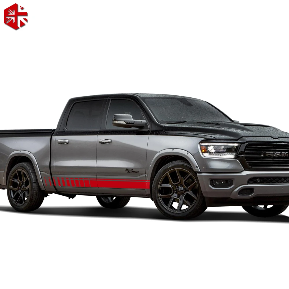 2pieces Car Body Door Side Stripes Skirt Decals Stickers For Dodge Ram 1500 TRX Classic 2500 3500 Chassic CAB 2009-2022 - view 6