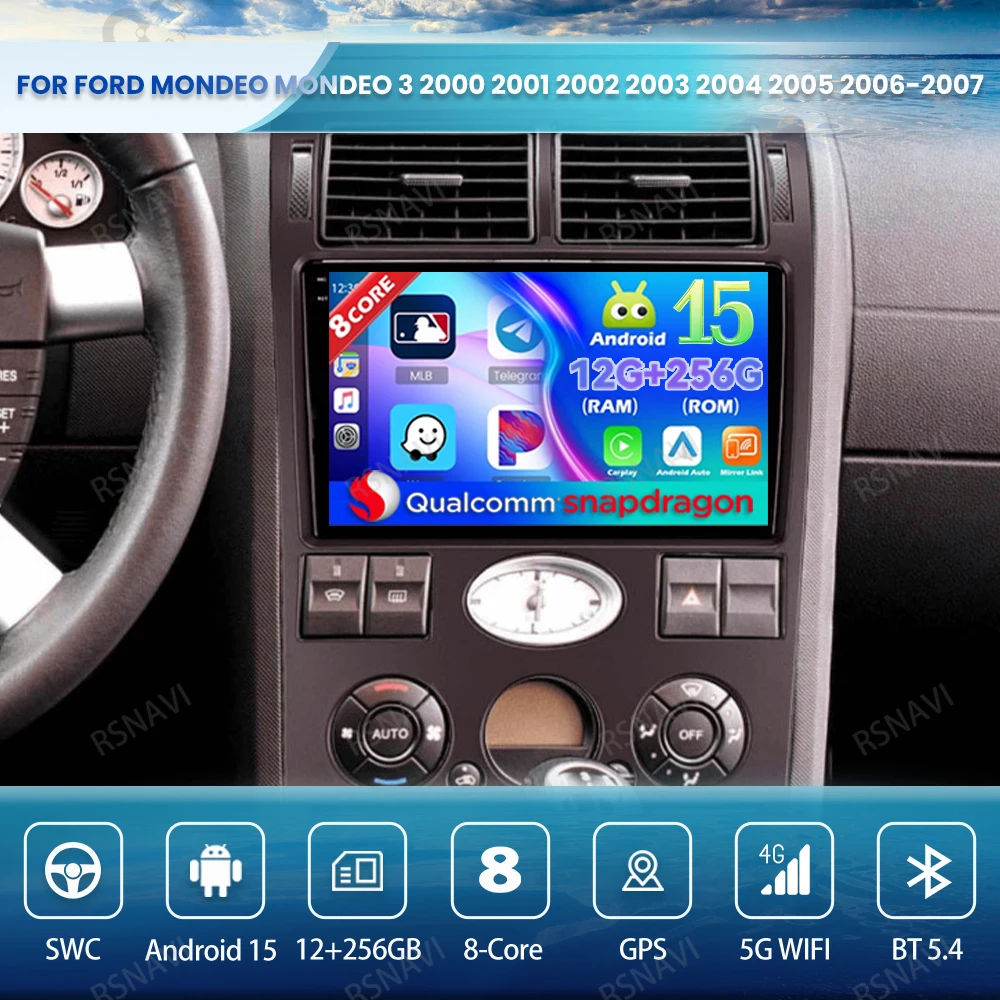 

Android 15 Car Radio For Ford Mondeo Mondeo 3 2000 2001 2002 2003 2004 2005 2006-2007 QLED Viedo Player Stereo Qualcomm DVD DSP