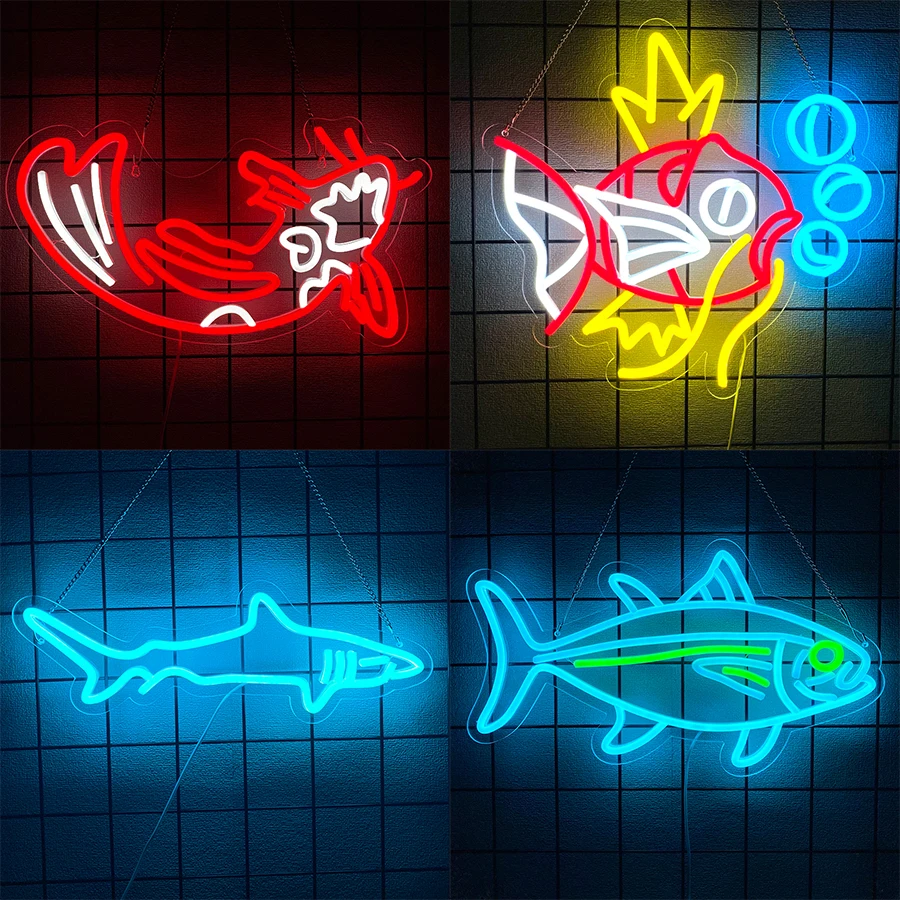 Fish Led Neon Sign, Lucky Koi Fish Icon, Bedroom, Bar, Office, Fishing Equipment Store, Game Room, Man Cave, Party Art Decor.