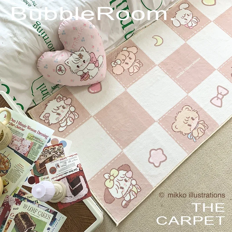 

Bubble Capsule Carpet, Bedside Anti-slip Blanket, Cute Checkered Cat, Bedroom Mirror Front Blanket, Home Decoration