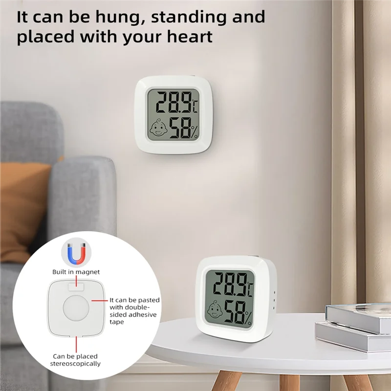 ABKO-Mini Termometro Digitale LCD Igrometro Misuratore di Temperatura Magentic Sensore di Umidità Stazione Meteo Nero