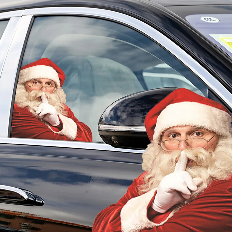 Santa Claus decorated car window stickers PVC self-adhesive Christmas decoration car stickers, Santa Claus fun stickers