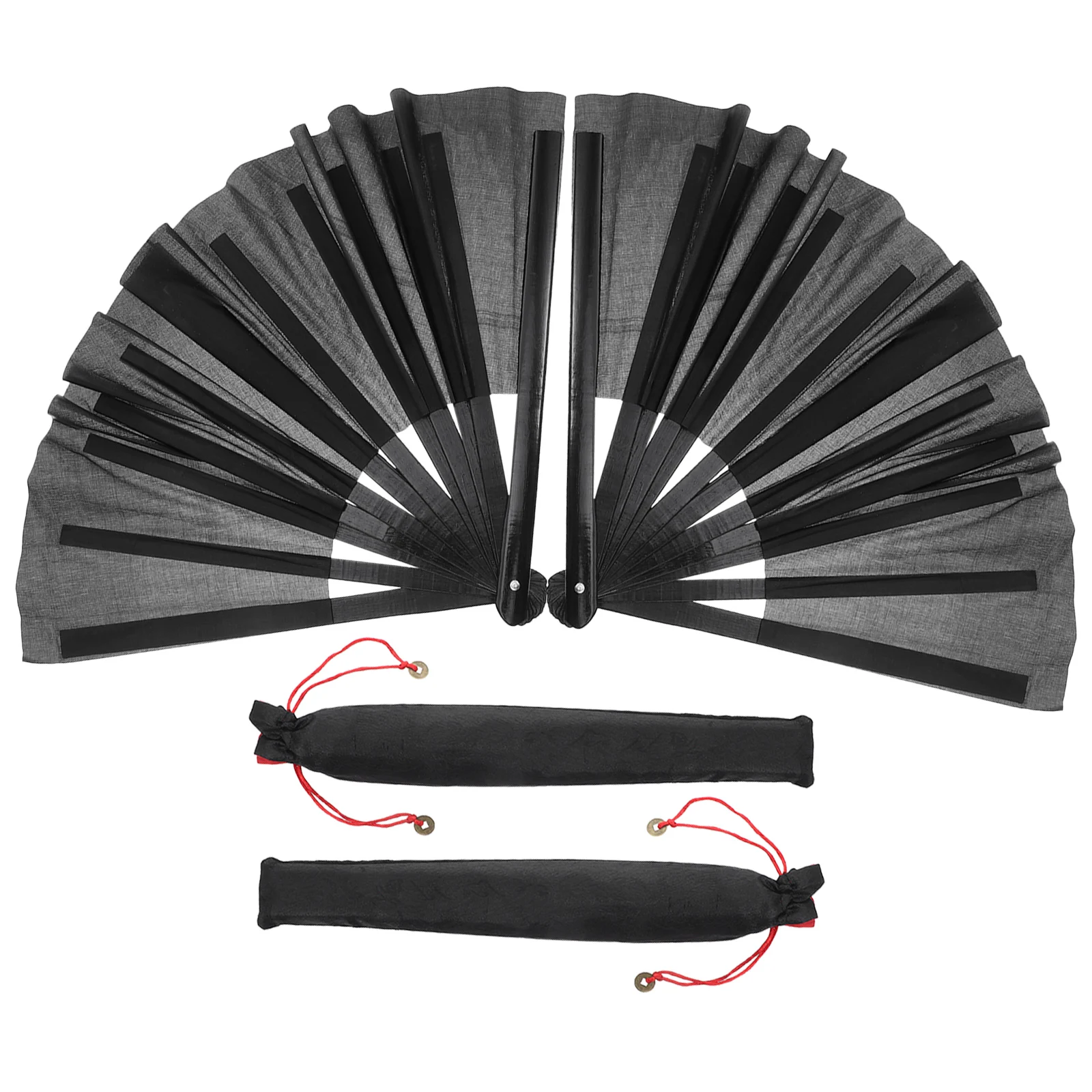 

4 PCS Chinese Folding Fans Dancing Dance Fabric Prop Cosplay Bamboo Decorative Hand Handheld Foldable Style