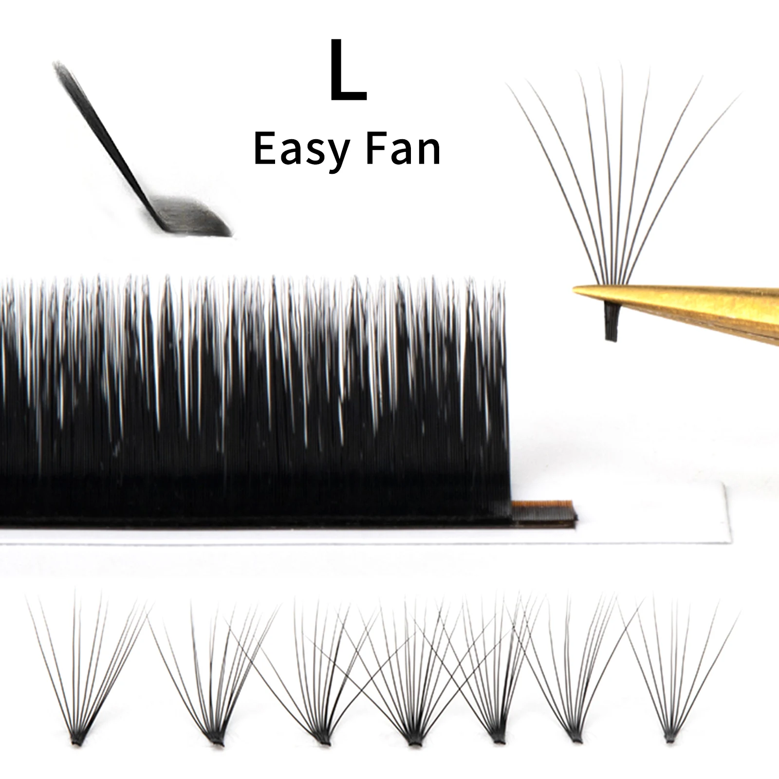 LAKIUU 0.07 Easy Fanning Eyelash Extensions Blooming Fan Eyelashes Matte Black Mega Easy Fan Lashes Russia Volume Fan Lash
