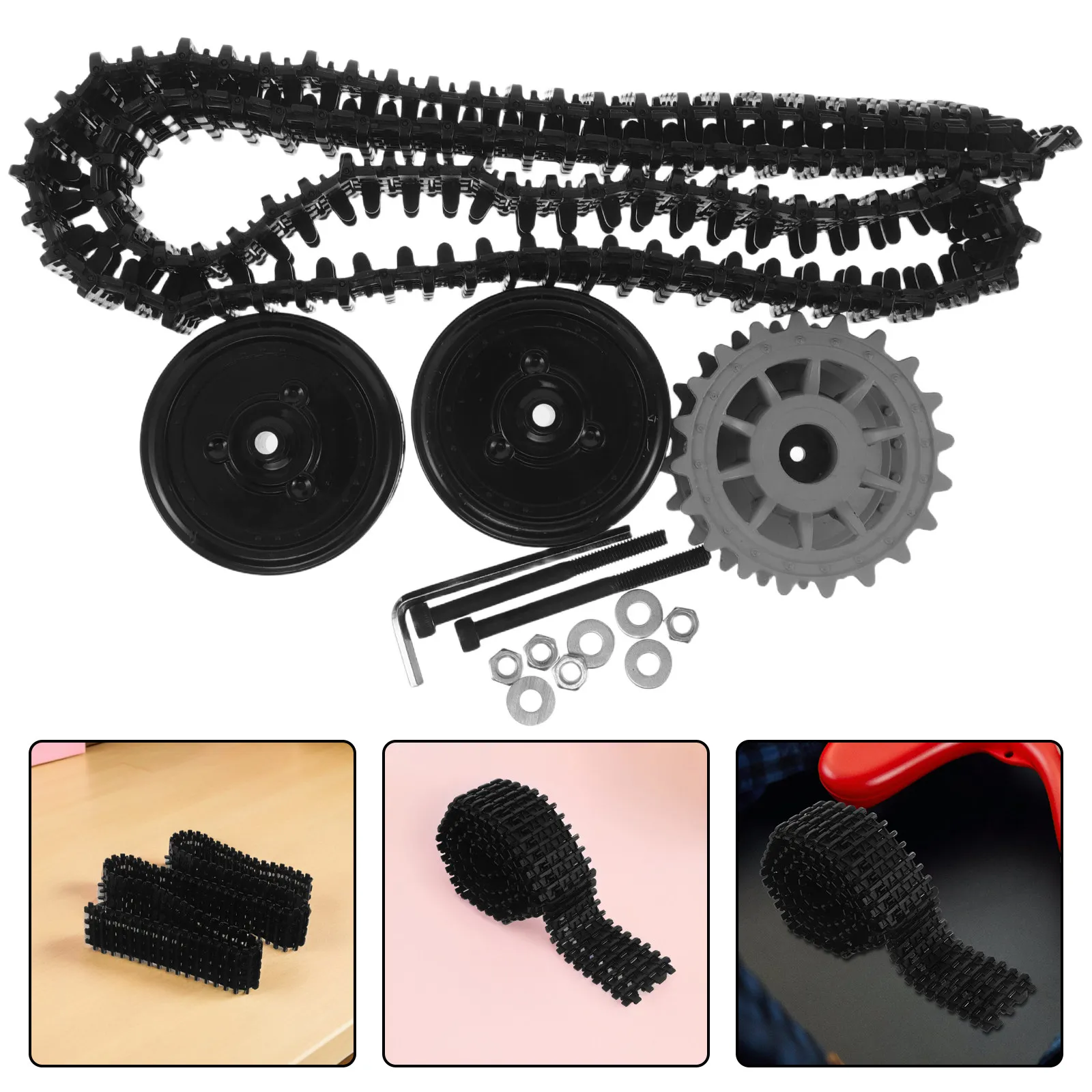 

1Set Rc Military Tank Car Replacement Wheels Track Crawler Kit Realistic Race Rubber Tire for Robot Car Kit and Small Vehicle