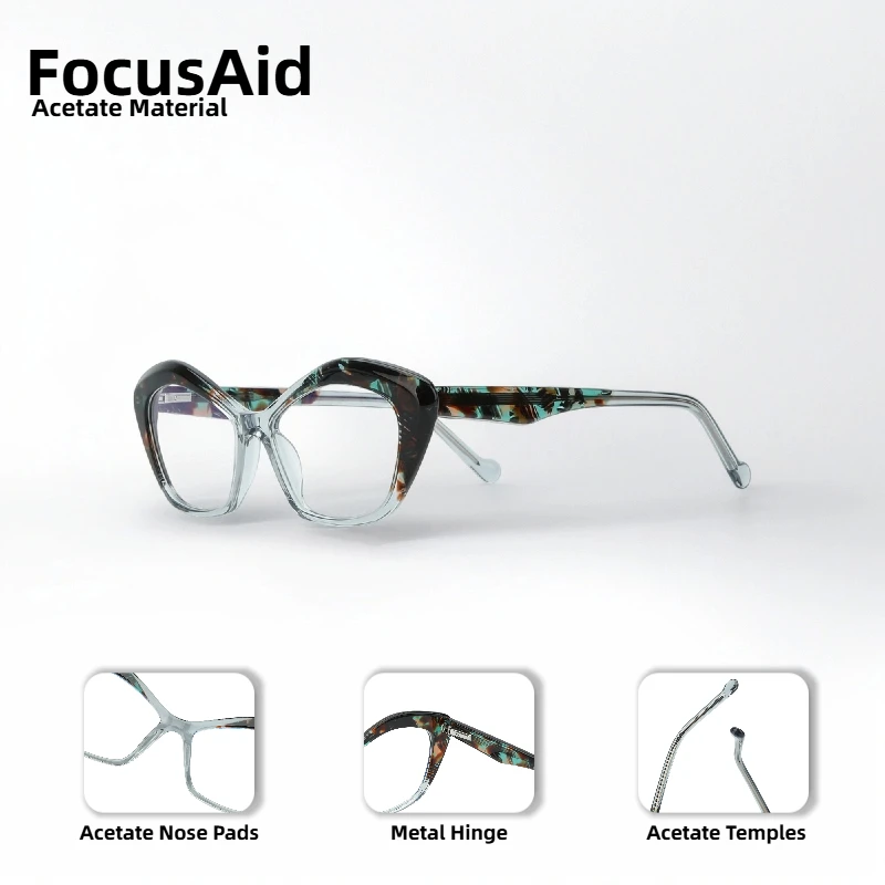 Bingkai Optik Motif Macan Tutul Antik Kacamata Mata Kucing Fashion Wanita Bingkai Asetat Desain Mewah Engsel Logam Lensa Bening