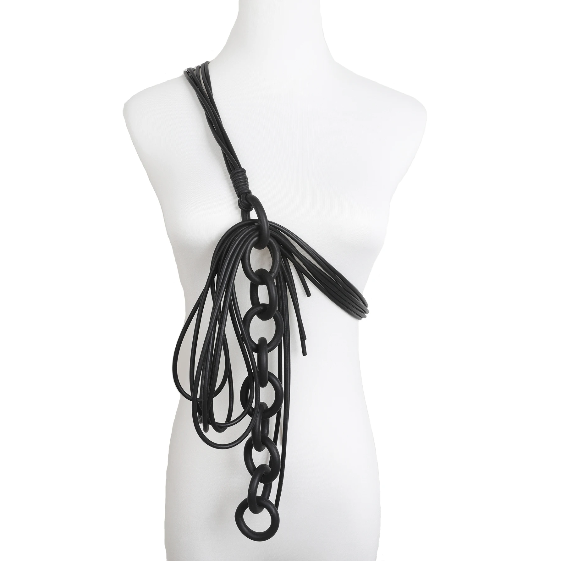 UKEBAY New Black Round Rope Pendant Necklace Rubber Chain Multifunctional Wear Fashion Design Necklace Holiday Gift New Gothic