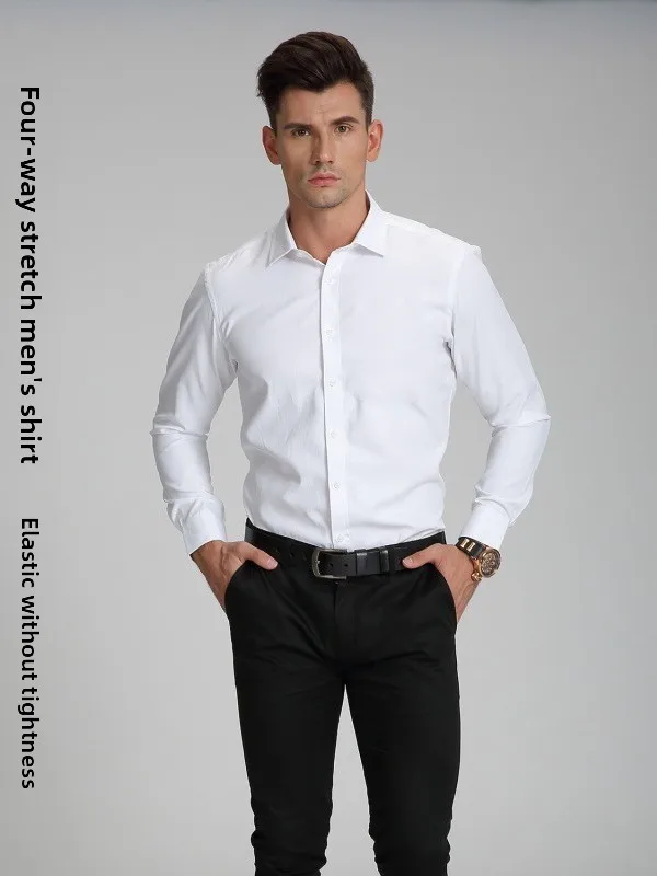 

Busin повседневная мужская четырехсторонняя эластичная без железа простой дизайн профессиональная длинная све квадратный воротник Sl ткань