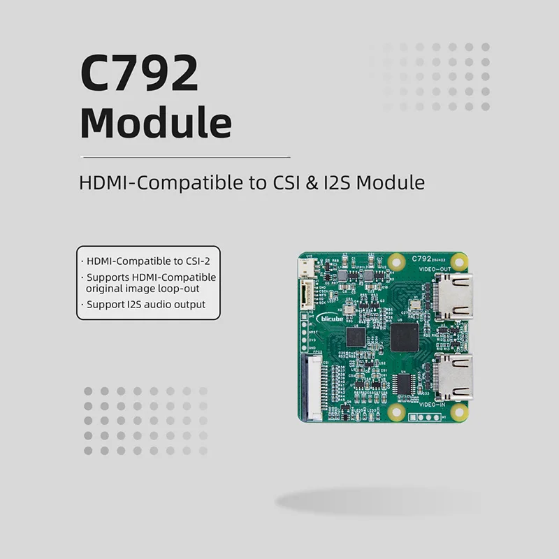 C792 Double HDMI-Compatible to CSI & I2C Module Loop Out 4K@60Hz Input 1080p@60Hz CSI-2Video Output for Raspberry Pi PC GoPro