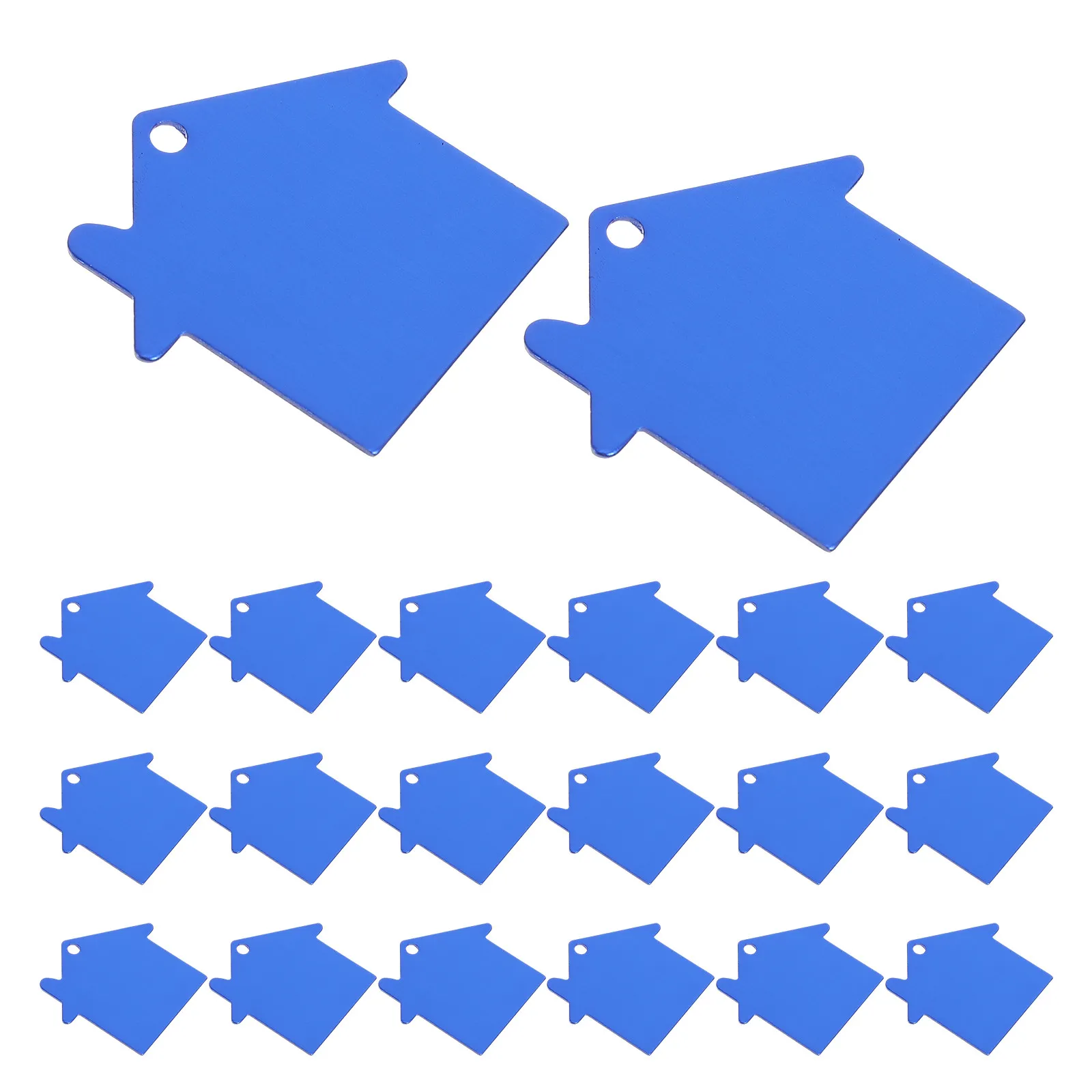 20PCS House Shape Aluminum Tags Personalize House Shape Aluminum Tag Customized Engraved Information Anti Lost Keyring Pendant
