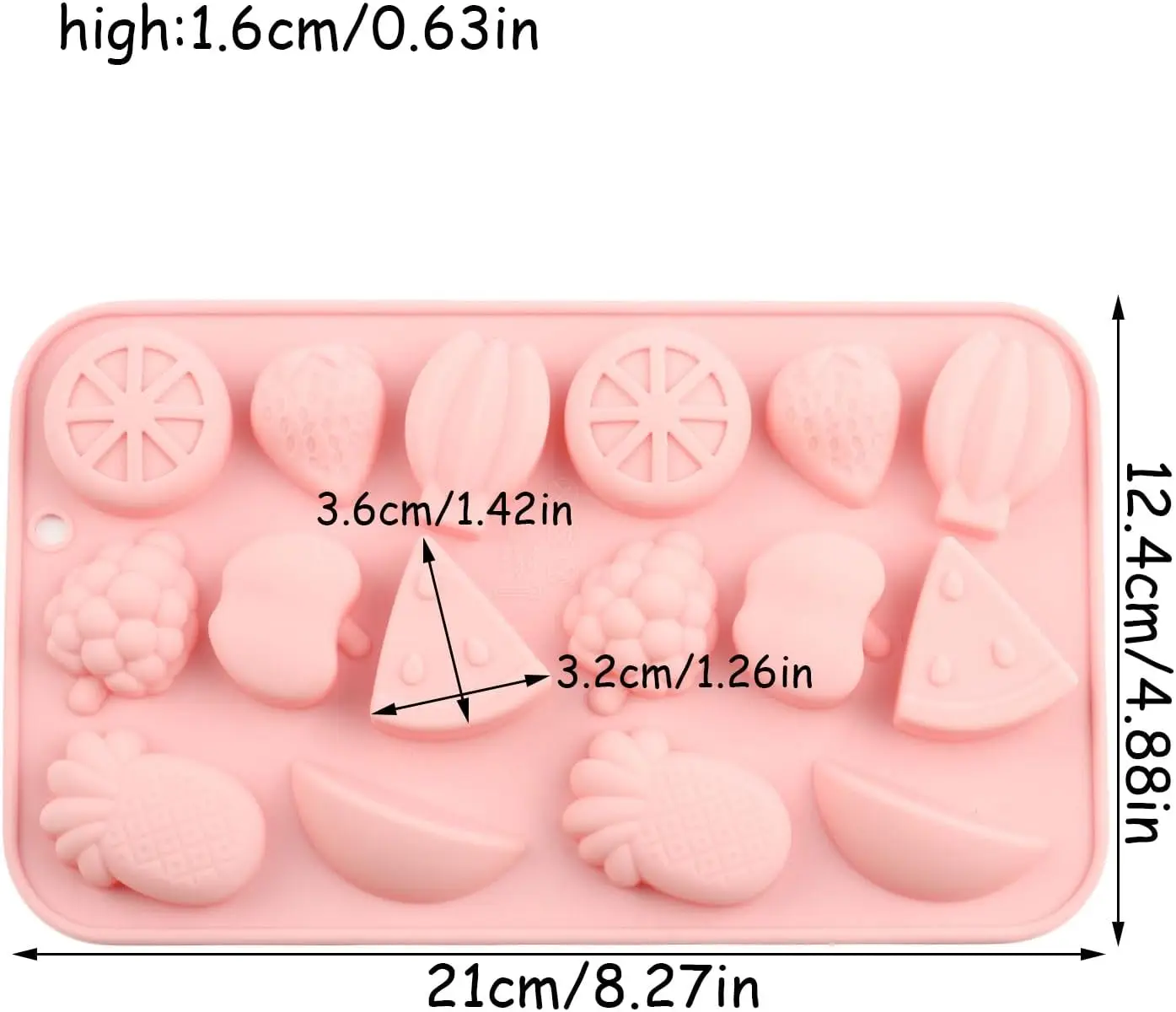 16 Cavity Fruits Silicone Chocolate Molds Watermelon Pineapple Grapes Banana Apple Candy Mold for Chocolate Candy Baking Tools