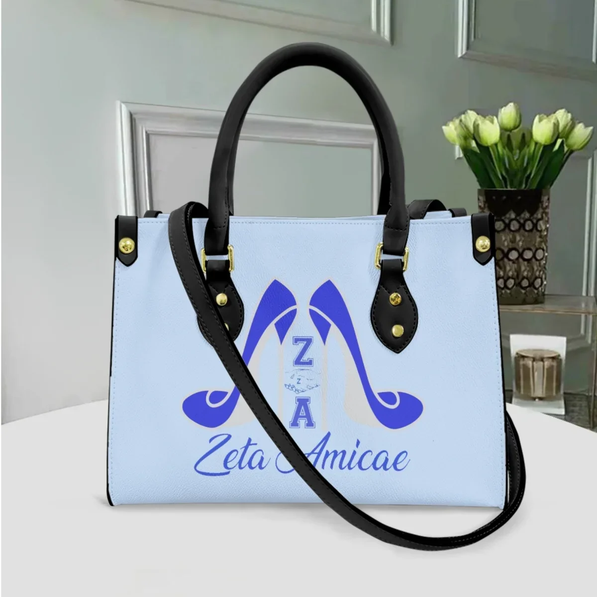 Zeta Amicae Luxury Designer PU Leather Tote Bags Top Handle Casual Messenger Bags Social Party Gift Fashion Shoulder HandBags