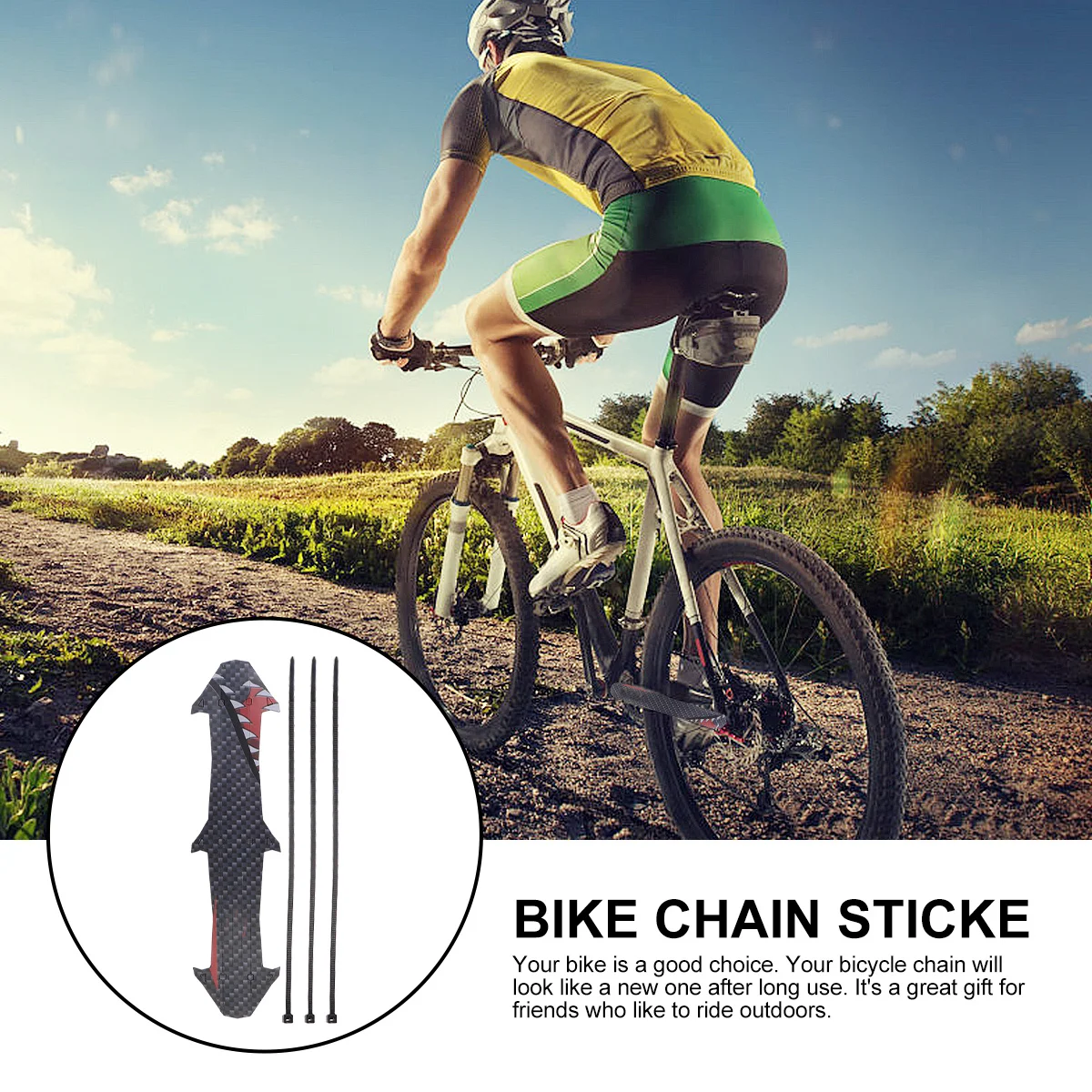 2Sets Bike Chain Protector Plastic Durable Reusable Lightweight Easy Clean Bike Chain Guard Cover Sticker Frame Protective