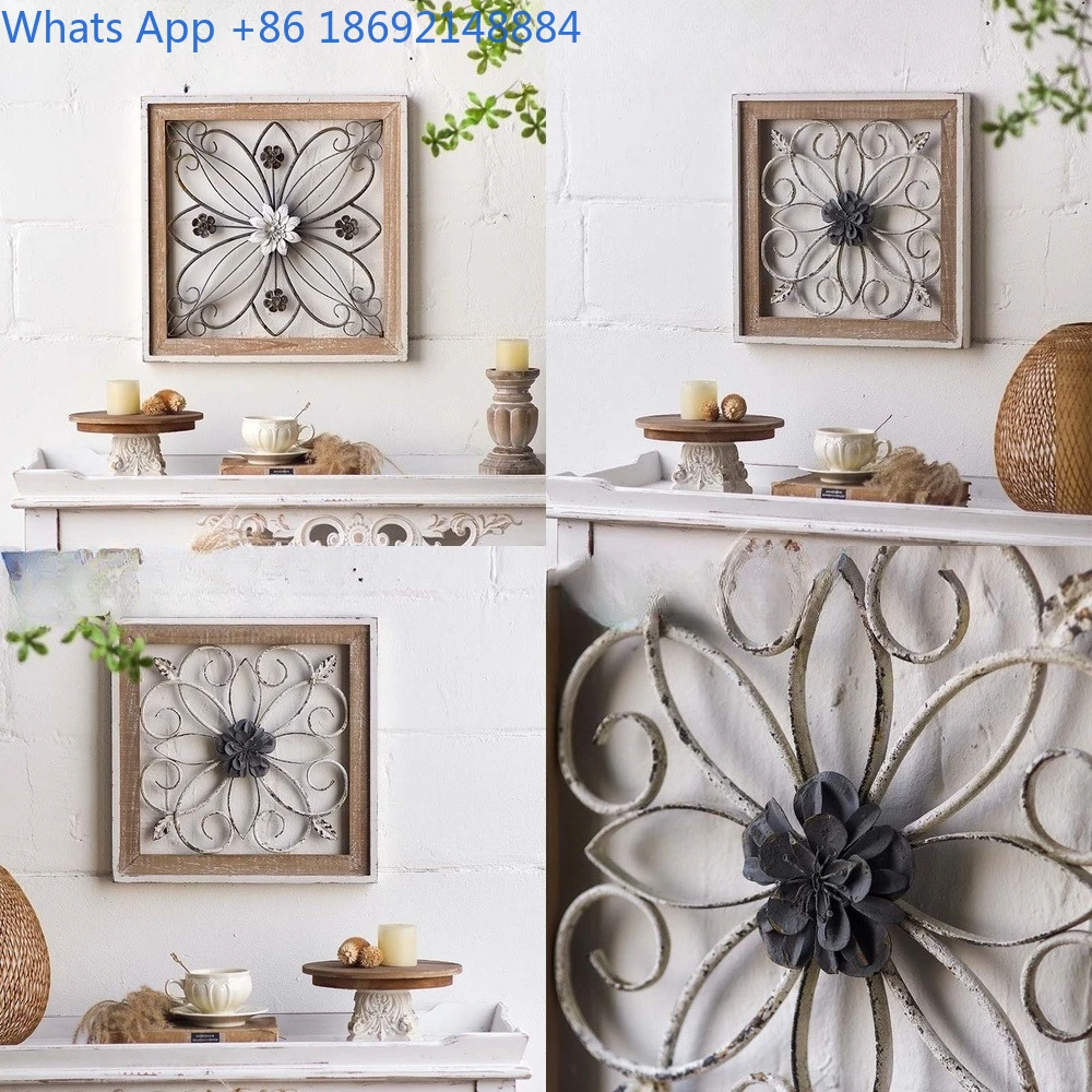 

Vintage European Iron Wall Art Rustic Home Decor Metal Picture Frame for Living Room Bedroom Office Decoration