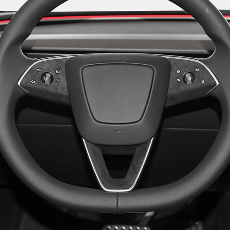 

For Tesla Model 3 (2024-) Steering Wheel Trim Frame Sticker Made of Alcantara Car Interior Style Tuning Accessories Customizable