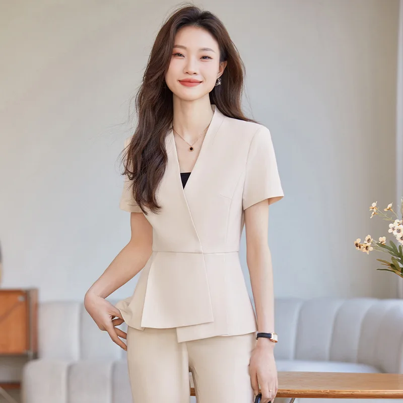 

Ladies Office Blazers Uniform Styles Female Pantsuits with Pants and Jackets Coat for Women Professional Career Trousers Set